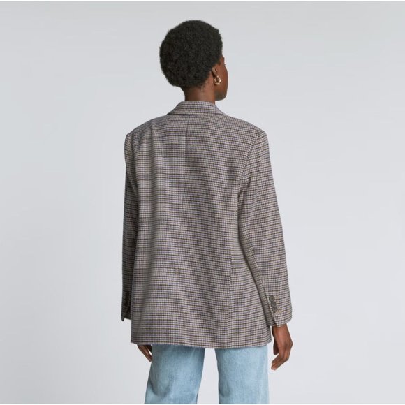 Everlane The ReWool® ’80s Blazer Blue and Brown Houndstooth 10 New Womens - Picture 3 of 16